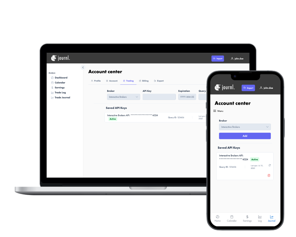 journl. trade import & sync feature preview